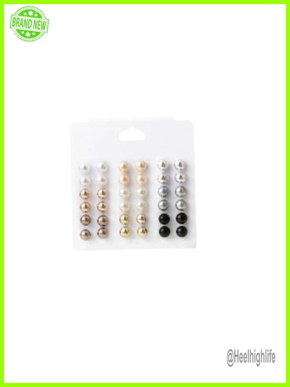 15-Pair Stud Earrings Set Acrylic Pearl Crystal Star Heart for Women